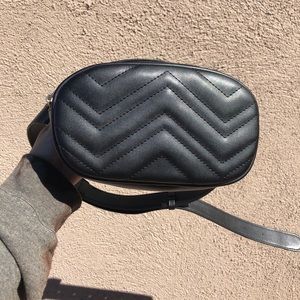 Black Leather Fanny Pack